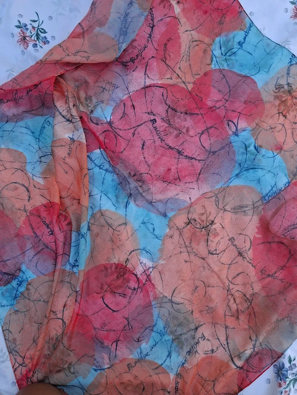Vintage Bumble and Bumble Abstract Graphic Art Scarf